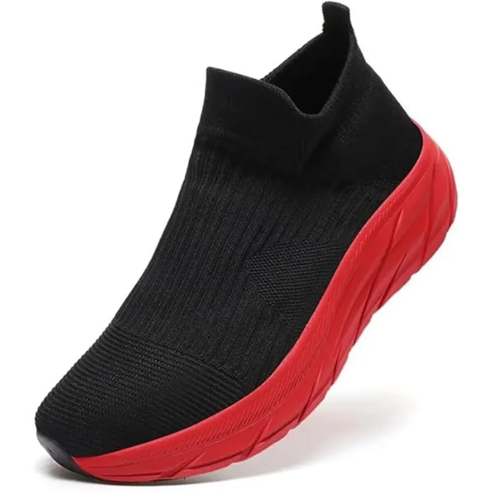 BRAND NEW ~ Unisex Black Mesh Slip On Sneakers Red Soles ~ Size 42 (11) - Picture 3 of 4